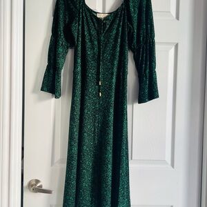 Michael Kors Shimmering Green Long Sleeve Dress
